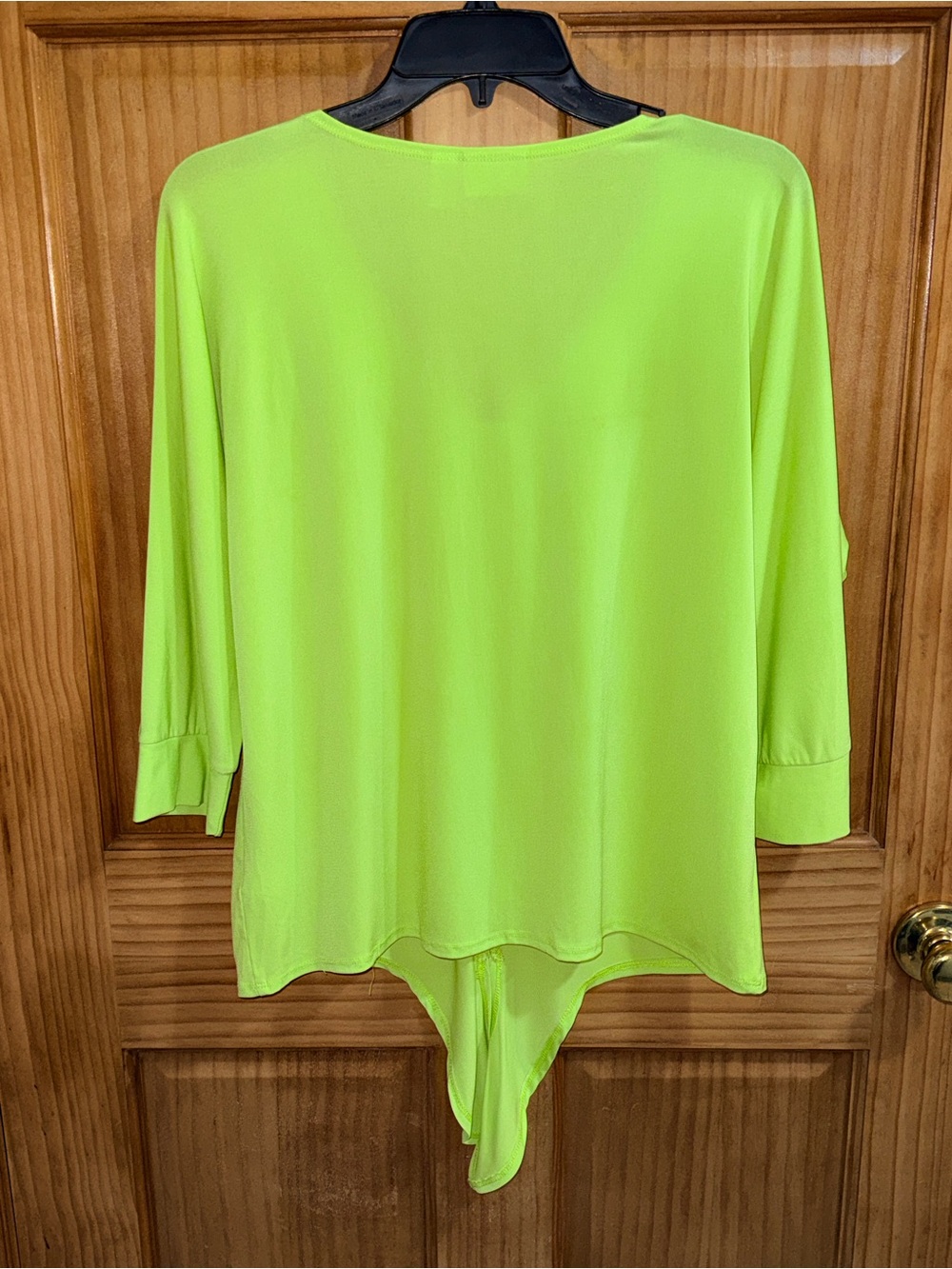 Kim Rogers Petite Chartreuse Button-Front Tie Hem Blouse-PL-EC - Picture 7 of 11